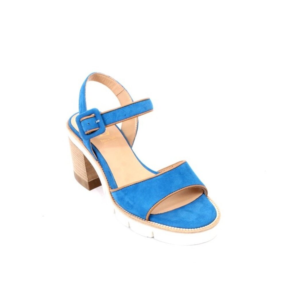 Luca Grossi 523 Blue Leather Platform Slingbacks Heel Sandals